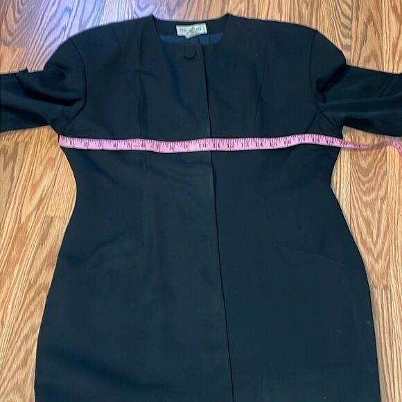 Vintage Tahari Wool Dress Jacket Coat Black, Quiet Luxury, long blazer, 12 - Picture 5 of 9